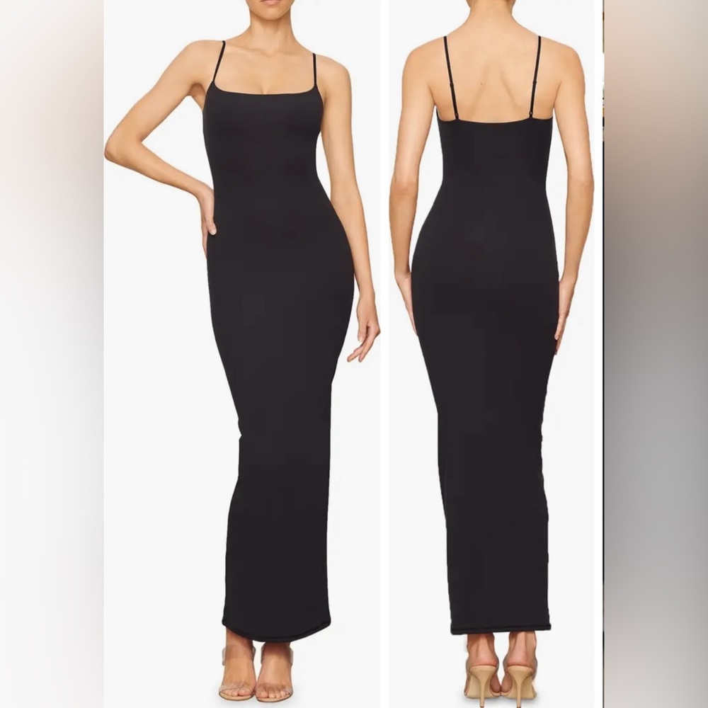 Skims Long Black Strappy Dress XS